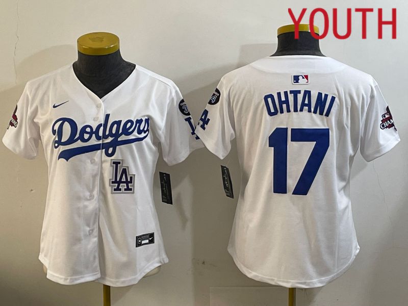 Youth Los Angeles Dodgers #17 Ohtani White Game 2024 Nike MLB Jersey style 12099->youth mlb jersey->Youth Jersey